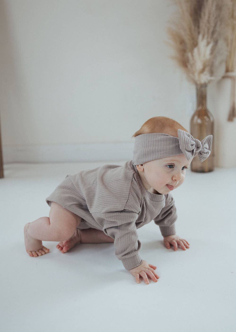 Ribbed Bubble Romper | Mushroom