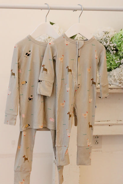 Ribbed Farm Animals Two Piece Set